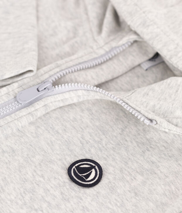 Sudadera infantil de algod&oacute;n liso con capucha y cremallera BELUGA CHINE