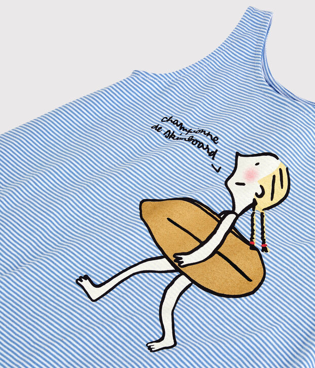 Vestido Soledad Bravi de algod&oacute;n org&aacute;nico de ni&ntilde;a azul/blanco