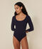 Body de algodón y elastano para mujer azul SMOKING