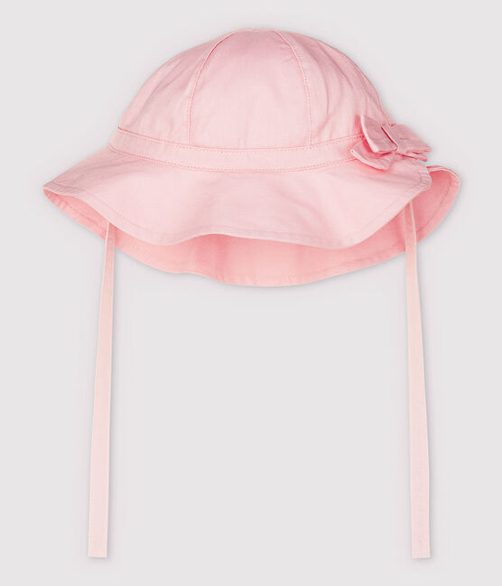 Capelina con lazo de sarga lisa de bebé niña. rosa FLEUR