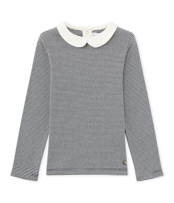 Camiseta de manga larga en milrayas azul SMOKING/beige COQUILLE