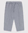 Pantalón de tela a rayas para bebé azul MEDIEVAL/blanco MARSHMALLOW