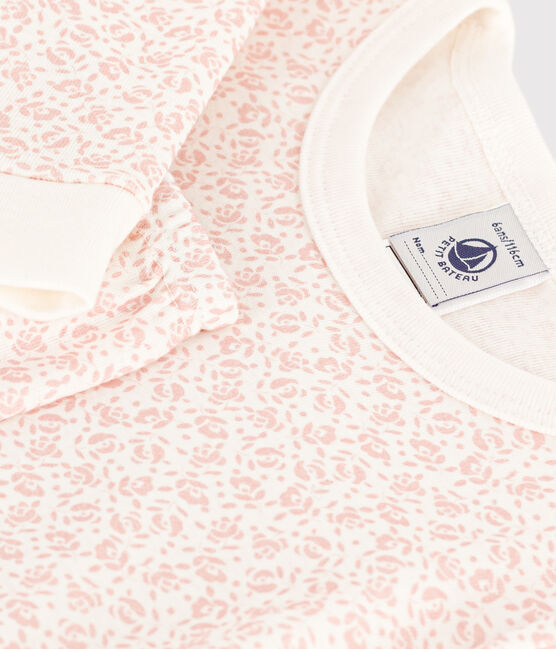 Pijama infantil ajustado de algodón con estampado de flores MARSHMALLOW/ PANTY