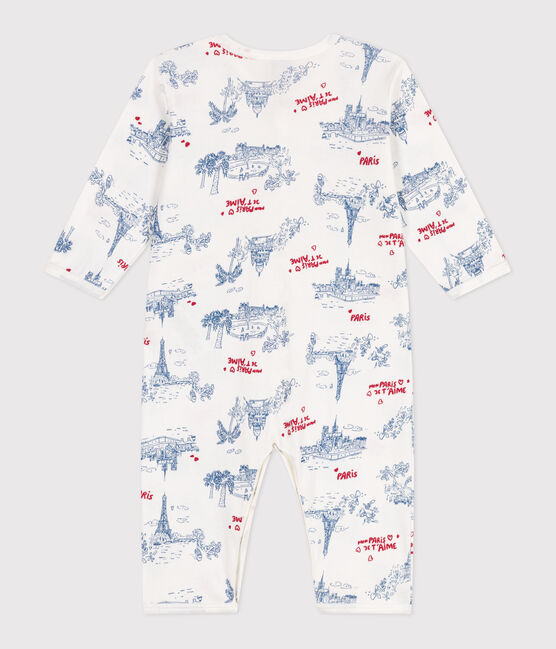Pijama de algodón sin pies con estampados de París para bebé blanco MARSHMALLOW/blanco MULTICO