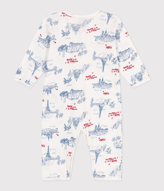 Pijama de algod&oacute;n sin pies con estampados de Par&iacute;s para beb&eacute; blanco/multicolor