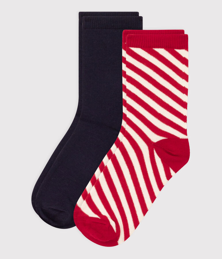 Juego de 2 pares de calcetines a rayas para ni&ntilde;o/ni&ntilde;a multicolor