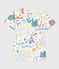Camiseta infantil de manga corta de algod&oacute;n con estampado blanco/rojo/multicolor