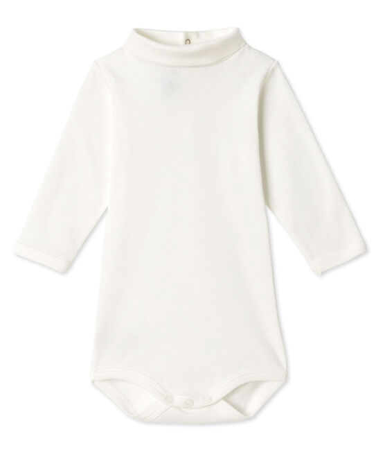 Body liso unisex de manga larga para bebé blanco Lait