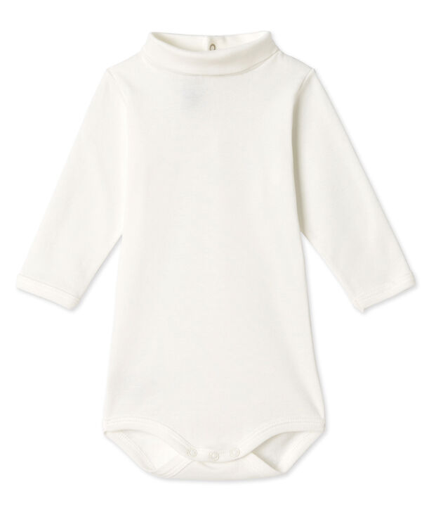Body liso unisex de manga larga para beb&eacute; blanco Lait