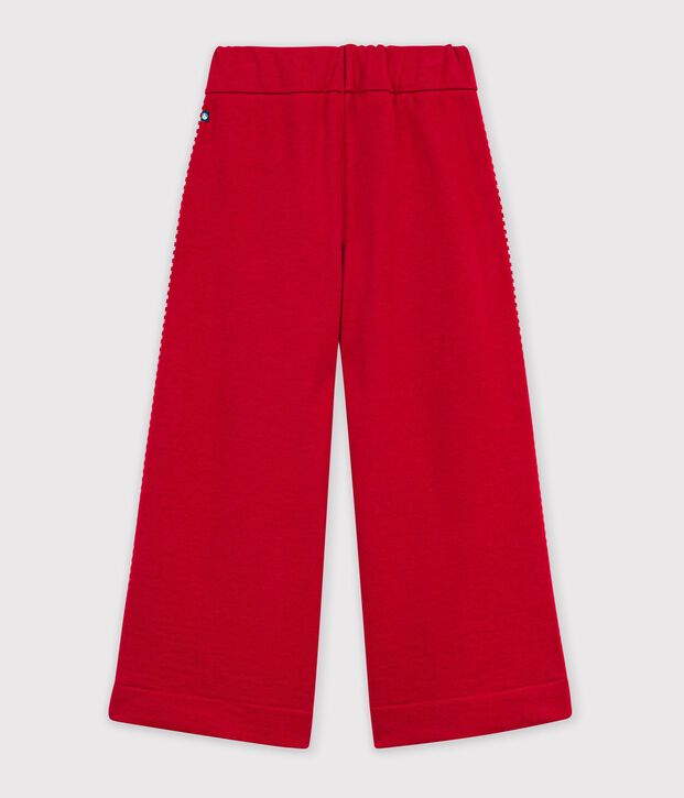 Pantal&oacute;n infantil de jogging wide leg de algod&oacute;n rojo