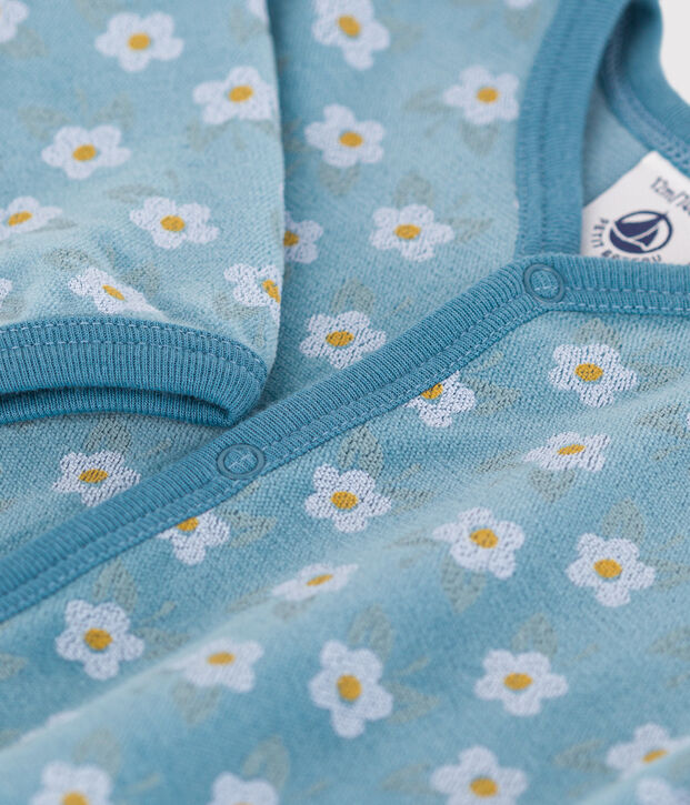 Pijama de terciopelo con flores para beb&eacute; azul/multicolor