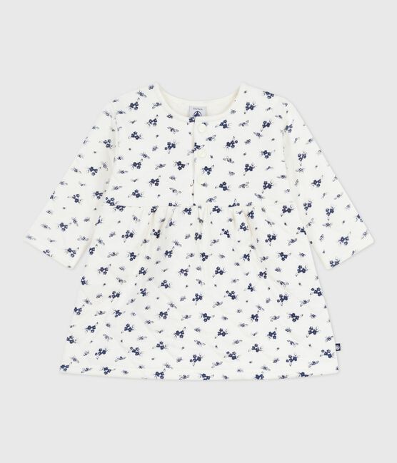 Vestido de algodón de manga larga con estampado de flores para bebé azul MILK/ SOIR