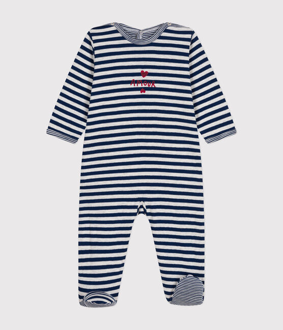 Pijama de túbico a rayas para bebé azul MEDIEVAL/ MONTELIMAR