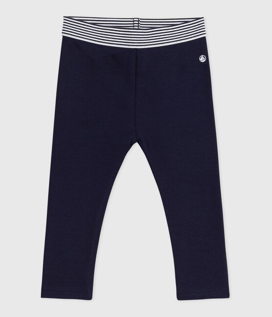 Jeggings lisos de algodón grueso para bebé azul SMOKING