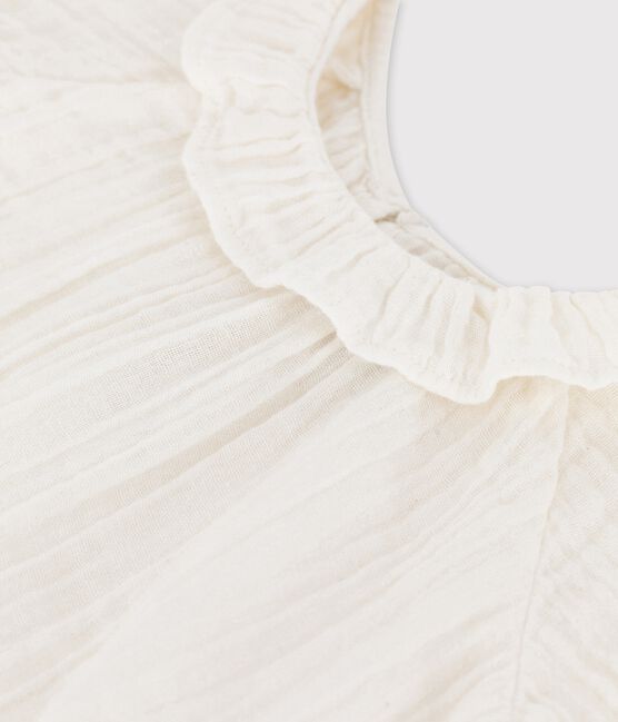 Blusa de gasa de algodón ecológico de bebé blanco MARSHMALLOW
