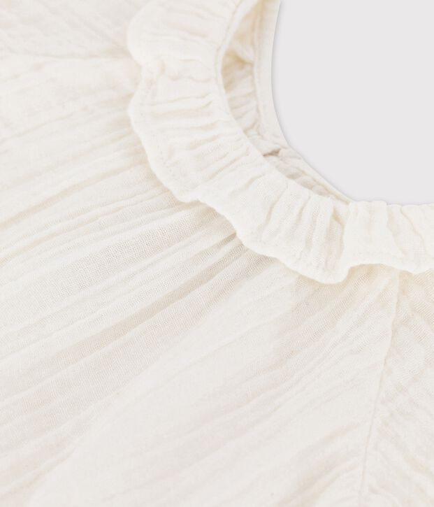 Blusa de gasa de algod&oacute;n ecol&oacute;gico de beb&eacute; blanco