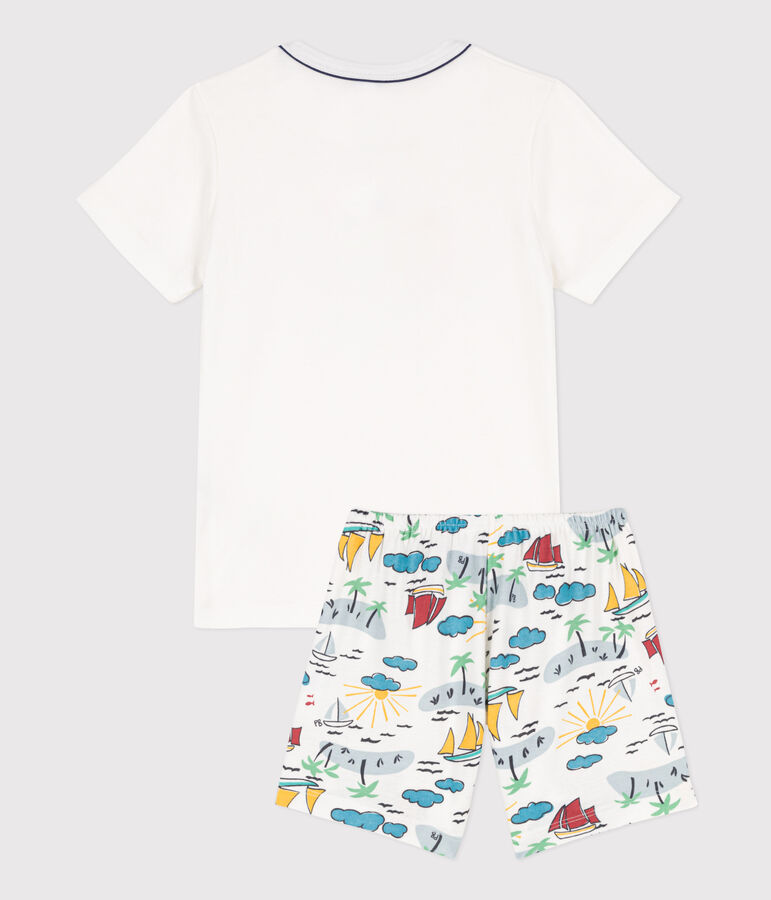 Pijama corto de algod&oacute;n de explorador para ni&ntilde;o/ni&ntilde;a blanco/multicolor