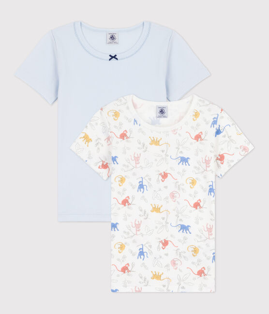 Juego de 2 camisetas de manga corta de algodón de niña variante 1