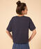 Camiseta LE BOXY de algodón para mujer azul SMOKING/blanco MARSHMALLOW