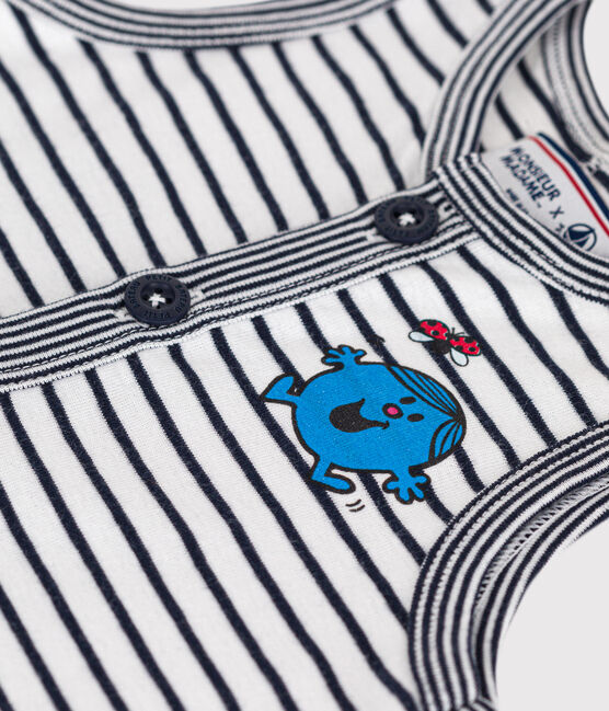 Mono corto de algodón Mr. Men Little Miss para bebé blanco MARSHMALLOW/azul SMOKING
