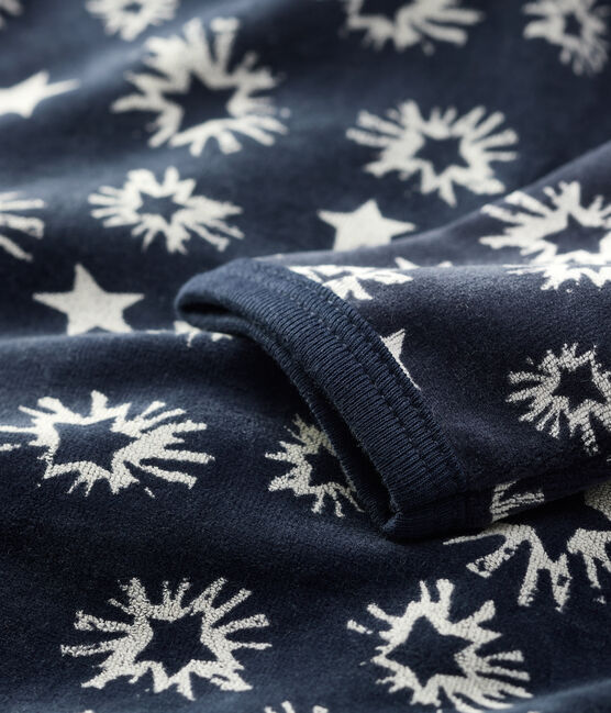 Pelele de bebé con estampado de estrellas de terciopelo azul SMOKING/blanco ECUME