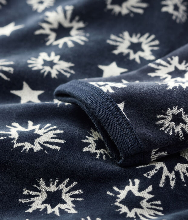 Pelele de beb&eacute; con estampado de estrellas de terciopelo azul/blanco