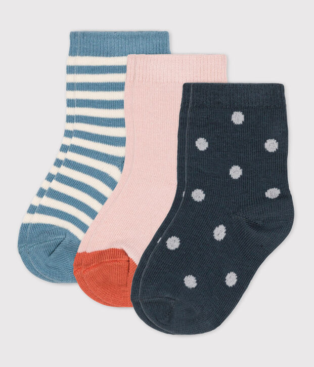 Juego de 3 pares de calcetines para beb&eacute; multicolor