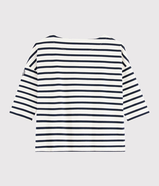 Jersey marinero de algodón de mujer blanco MARSHMALLOW/azul SMOKING
