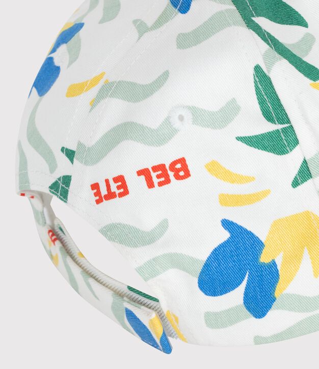 Sombrero infantil de algod&oacute;n con estampado de palmeras crudo/multicolor