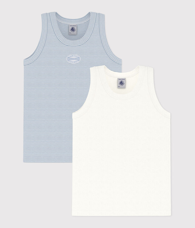 Juego de 2 camisetas infantiles sin mangas de algod&oacute;n multicolor