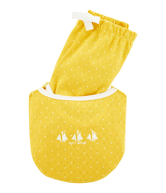 Pijama corto de punto para niña amarillo HONEY/blanco MARSHMALLOW