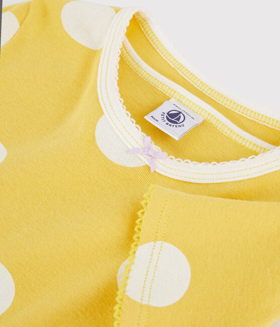Pijama infantil corto con lunares de punto amarillo BLE/blanco ECUME