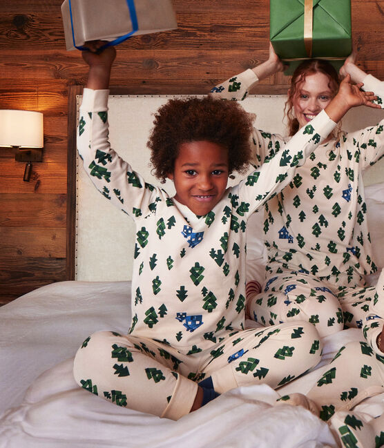 Pijama de felpa cabaña para niño/niña blanco AVALANCHE/ MULTICO