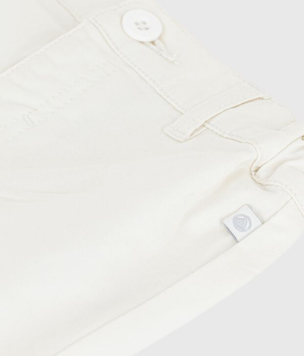 Shorts lisos de algod&oacute;n para beb&eacute; blanco