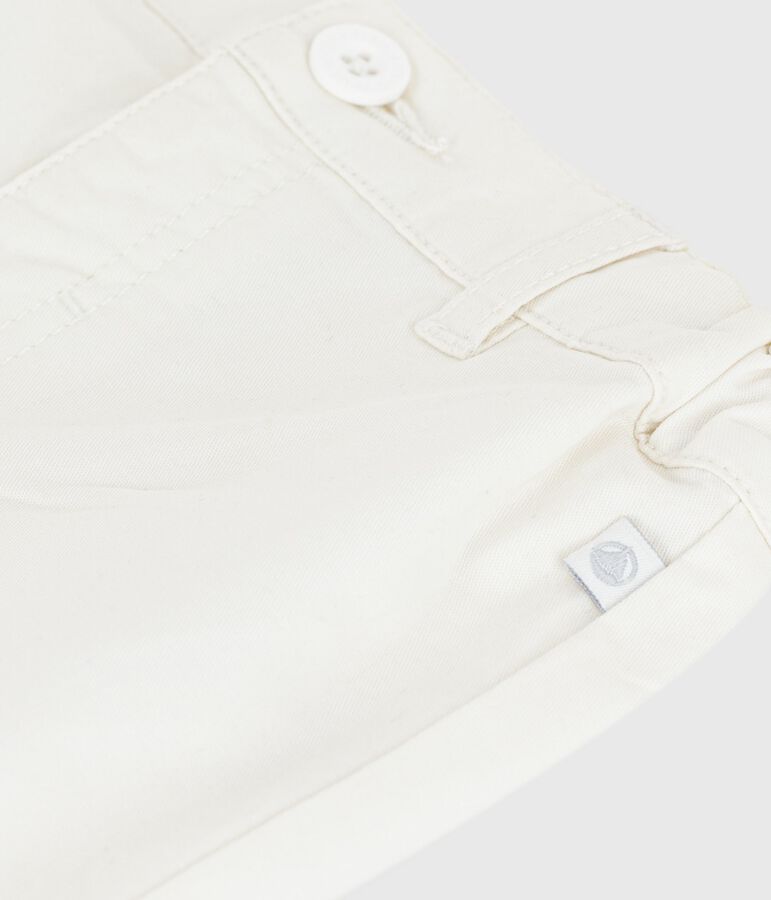 Shorts lisos de algod&oacute;n para beb&eacute; blanco MARSHMALLOW