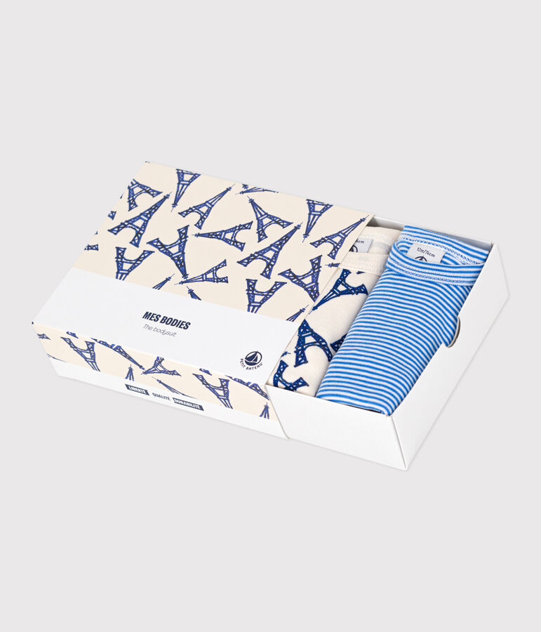 Juego de 3 bodis de algod&oacute;n de manga corta Par&iacute;s para beb&eacute; variante 1