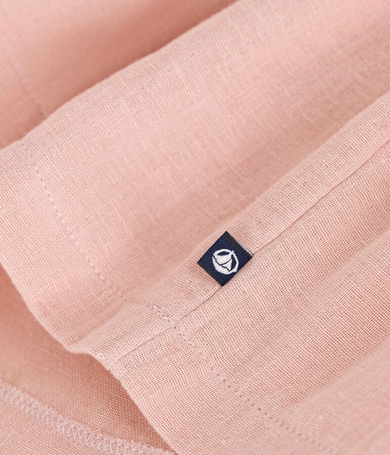 Vestido de manga corta de punto grueso y gasa de algod&oacute;n para ni&ntilde;a rosa/rosa