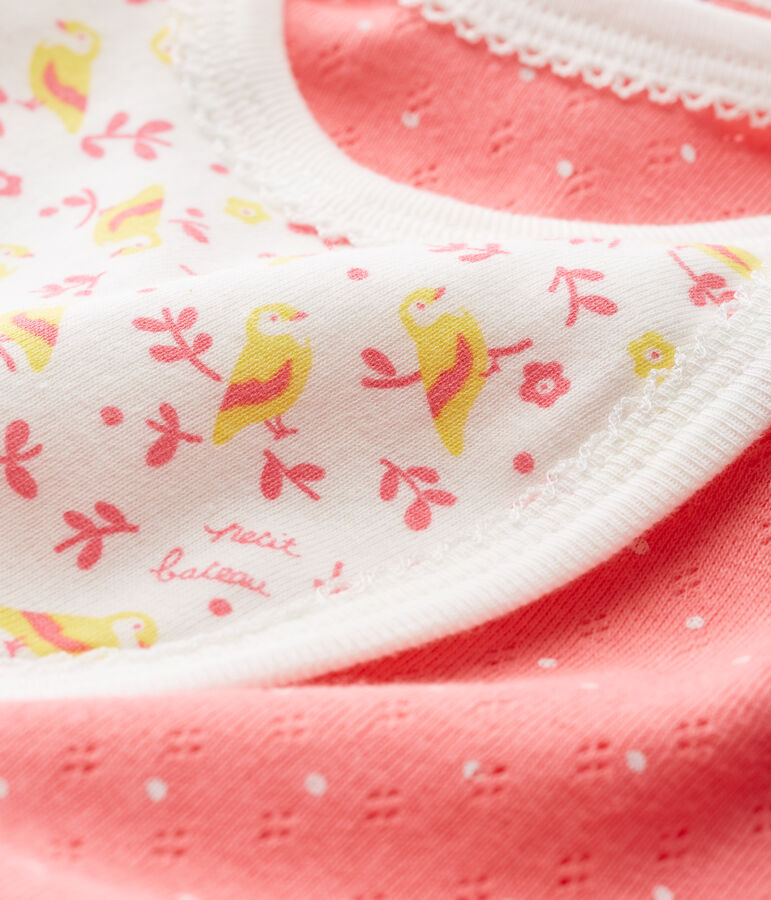 Mono corto de punto para beb&eacute; ni&ntilde;a rosa CUPCAKE/blanco MARSHMALLOW