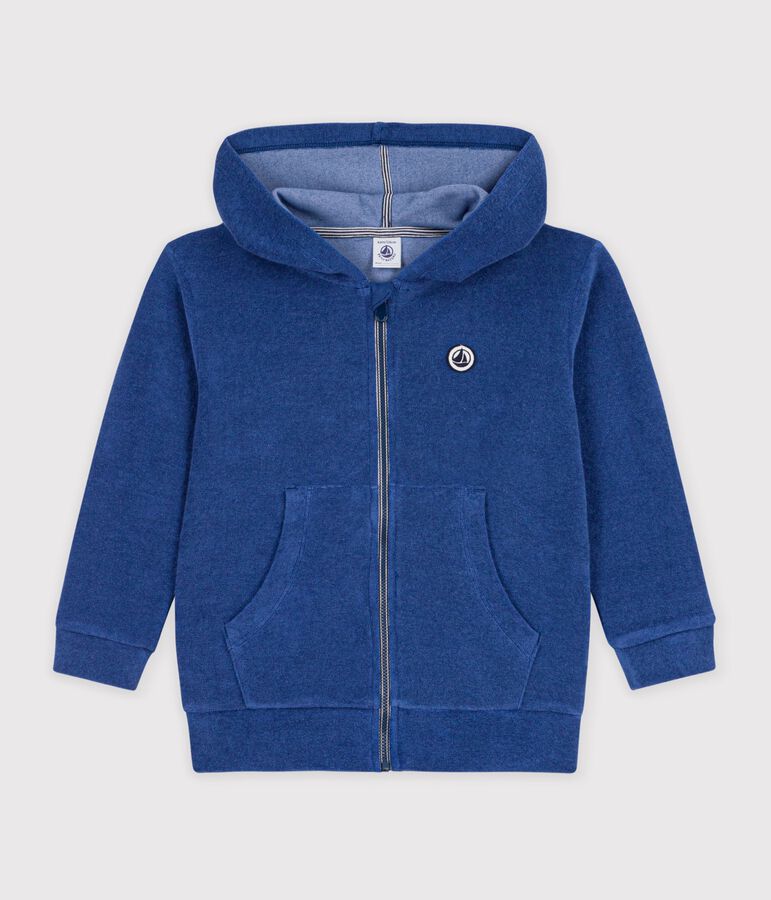 Sudadera infantil de algod&oacute;n con cremallera azul