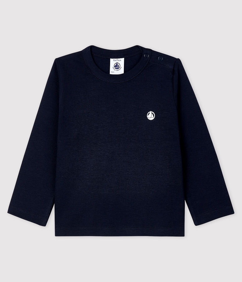 Camiseta de manga larga de algod&oacute;n de beb&eacute; ni&ntilde;o azul