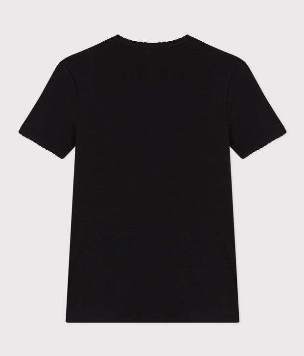 Camiseta L'ICONIQUE de algod&oacute;n de punto cocotte para mujer negro