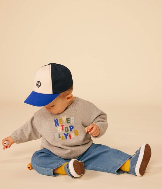 Gorra de algodón de bebé azul SMOKING/blanco MULTICO