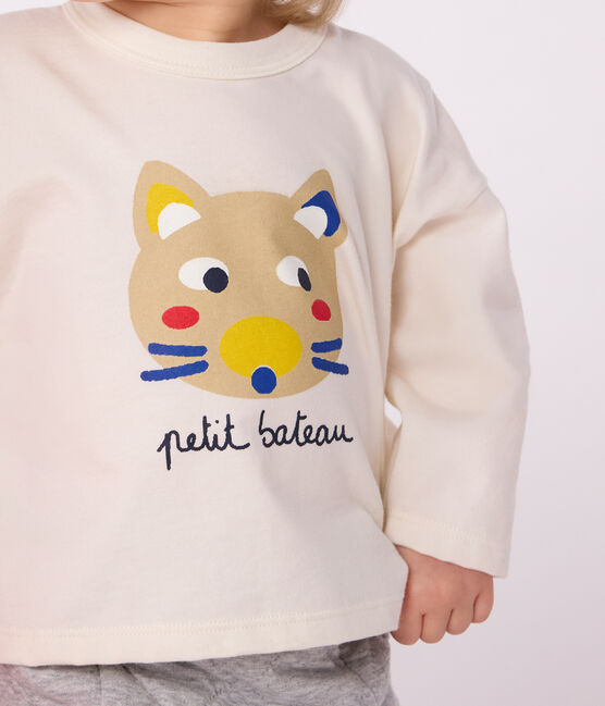 Camiseta de algodón de manga larga con estampado de gato para bebé MILK/ MULTICO
