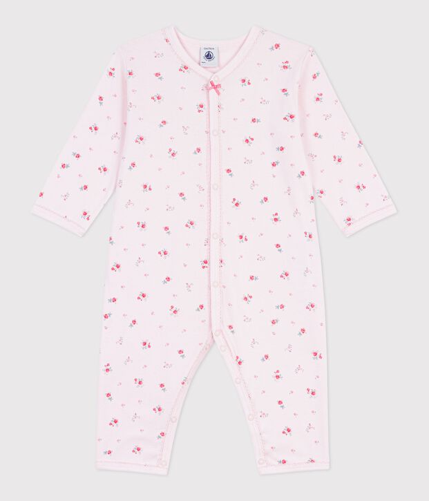 Pijama sin pies de algod&oacute;n con estampado de flores para beb&eacute; rosa/multicolor