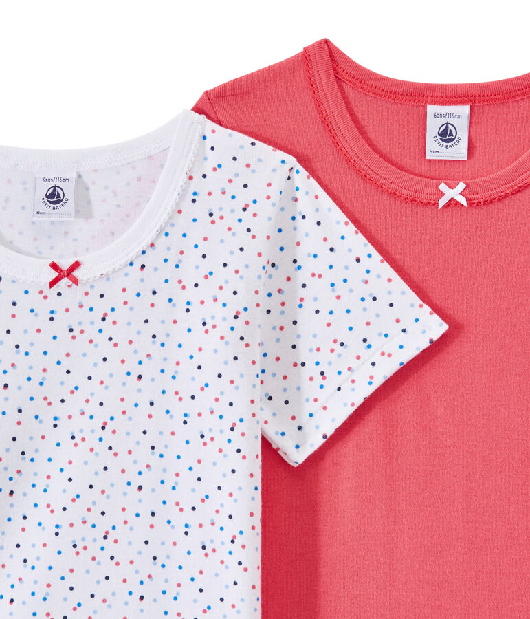 Lote de 2 camisetas de manga corta para ni&ntilde;a blanco