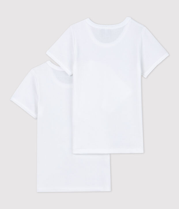 Lote de 2 camisetas blancas de manga corta de ni&ntilde;a multicolor
