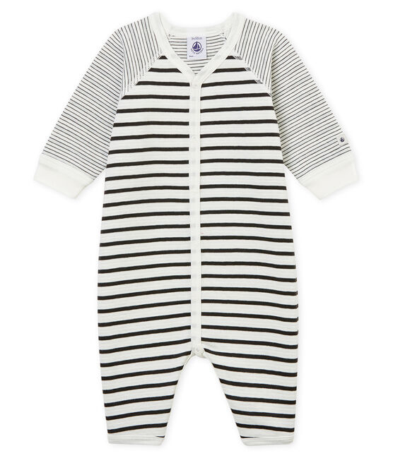Pijama de bebé sin pies en tejido suave para niño blanco MARSHMALLOW/gris CAPECOD