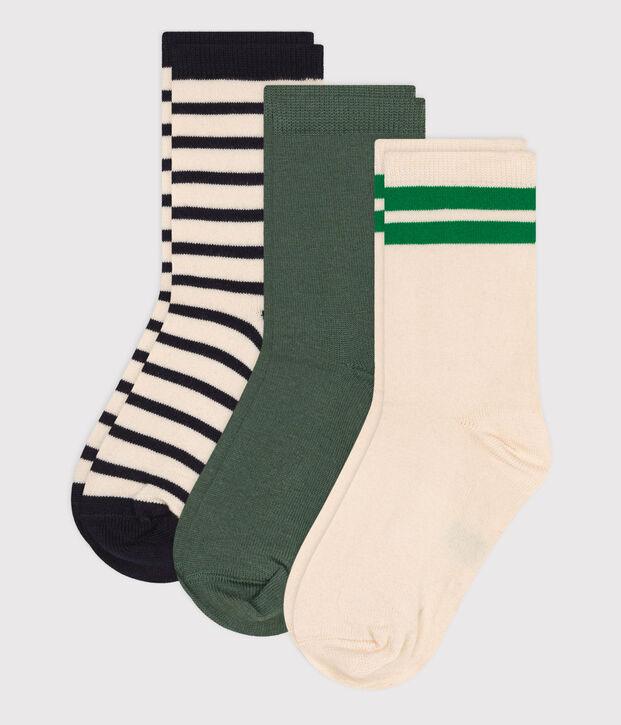 3 pares de calcetines infantiles de algod&oacute;n a rayas multicolor