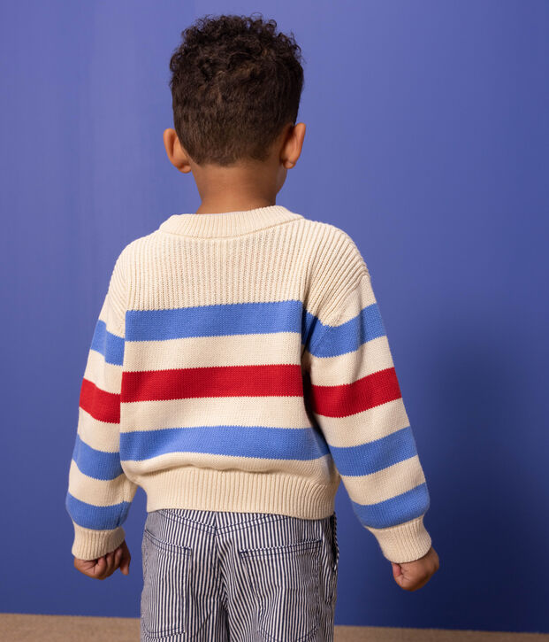 Jersey de algod&oacute;n a rayas para ni&ntilde;o/ni&ntilde;a crudo/azul/rojo
