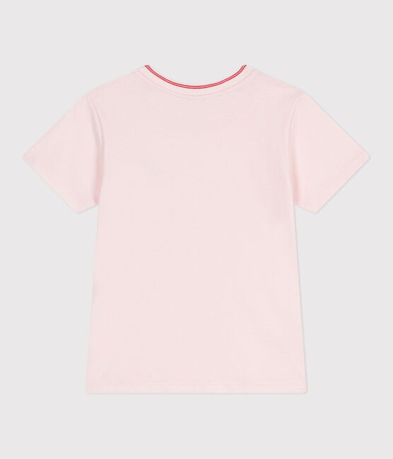 Camiseta infantil lisa de manga corta de algodón rosa FLEUR